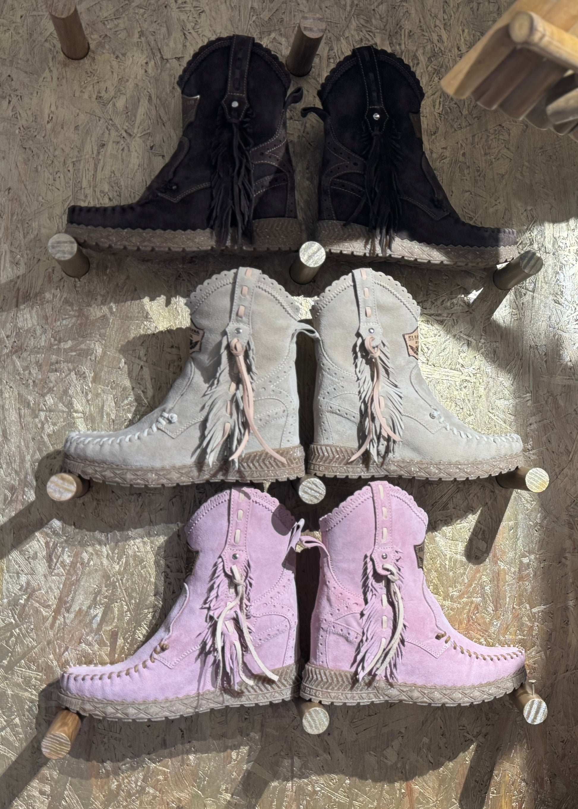 El Vaquero Stivale Indianino Con Zeppa Dinah Silverstone Rosa Wedge Mocassin Boots