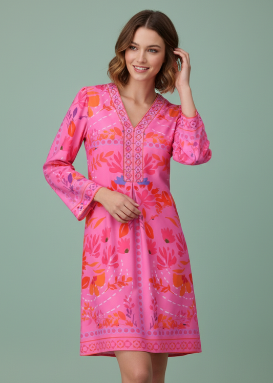 K-Design V- hals jurk met design C415