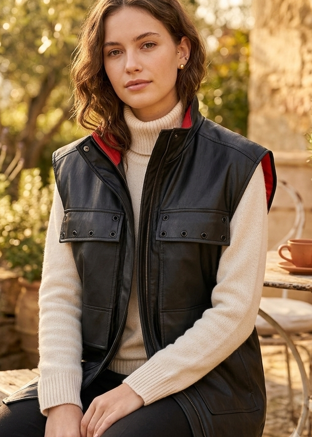 K-Design gilet Brown met fantasie D754
