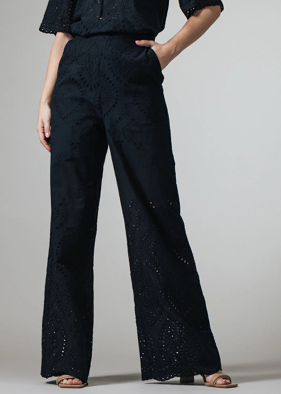 Label Dot palazzo broek Rima | Zwart