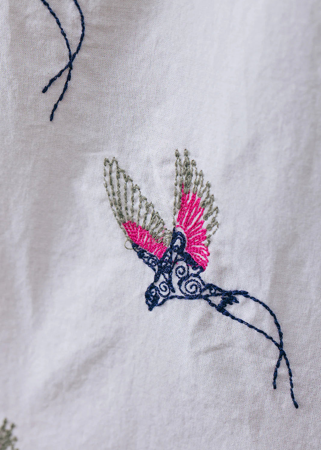 Label Dot Anita birds embro | Wit multi