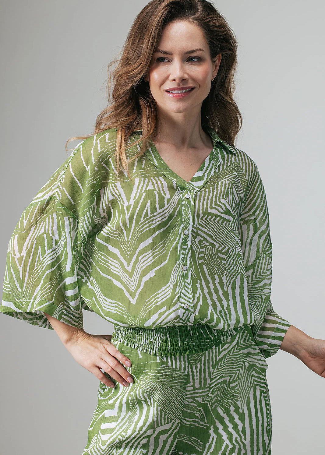 Label Dot blouse Alexia | Groen / Wit