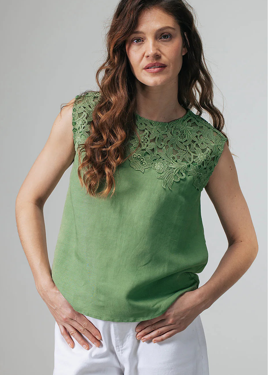 Label Dot top Merel Lace | Groen