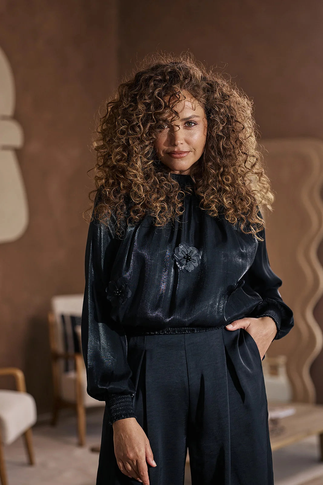Label Dot blouse Aderinne | Zwart