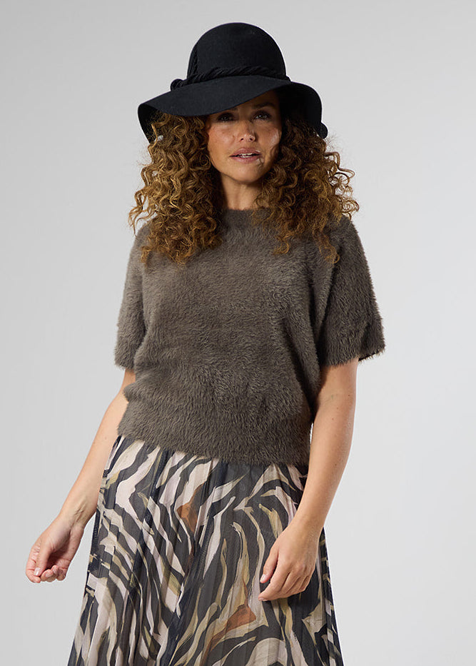 Label Dot pullover Nerina Groen en Off white