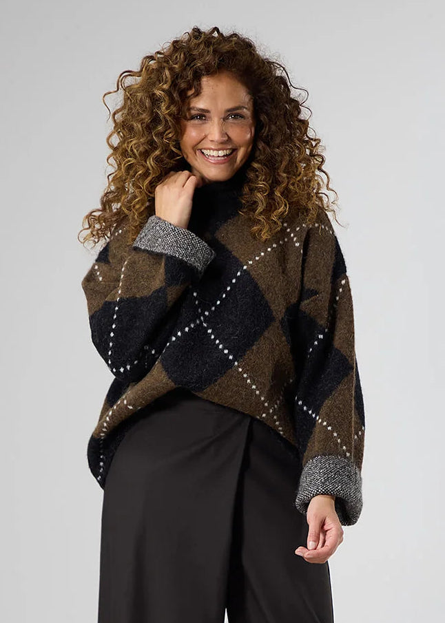 Label Dot trui Nicolai | Bruin multi