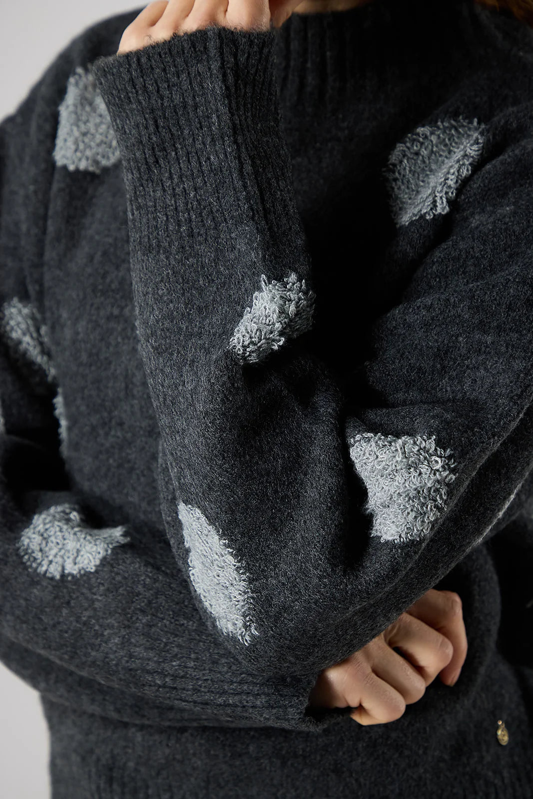 Label dot trui Naliya | Grijs melange