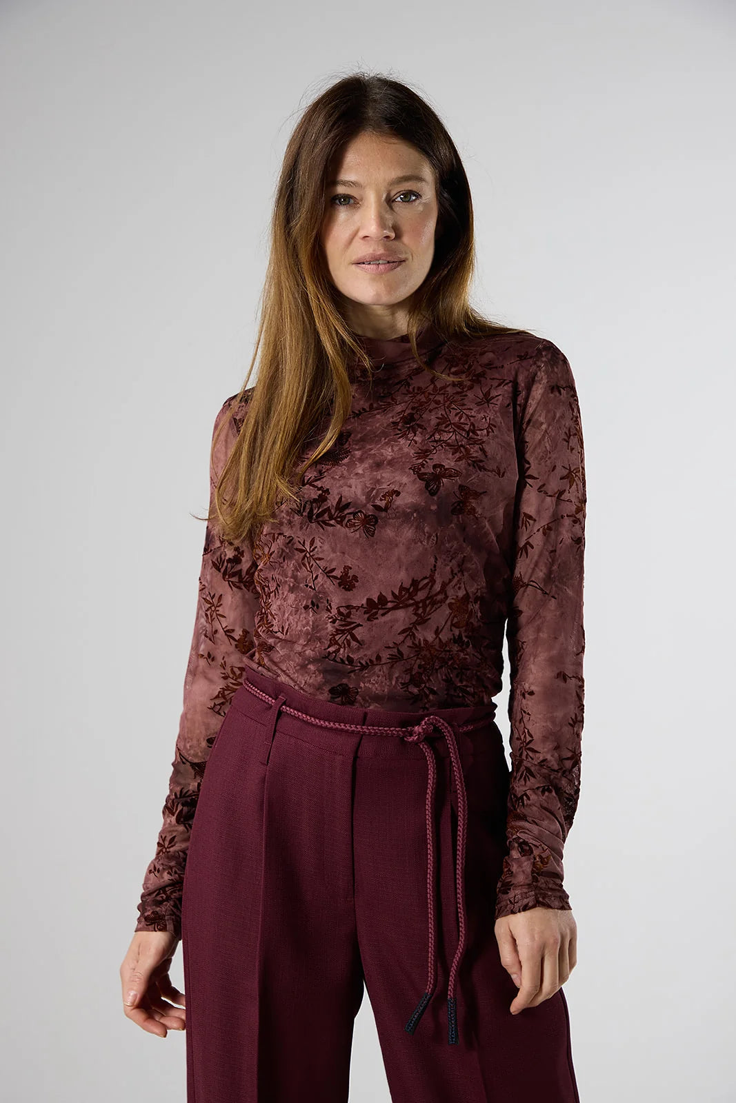 Label Dot top Moriah | Burgundy multi