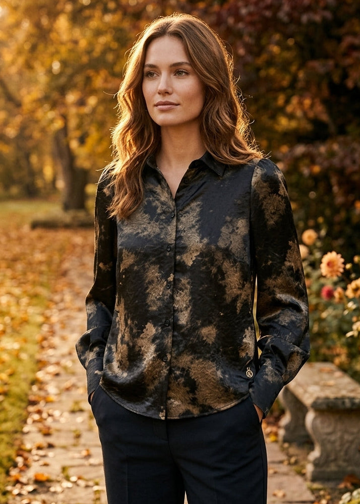 Label Dot blouse Anthea | Goud / zwart