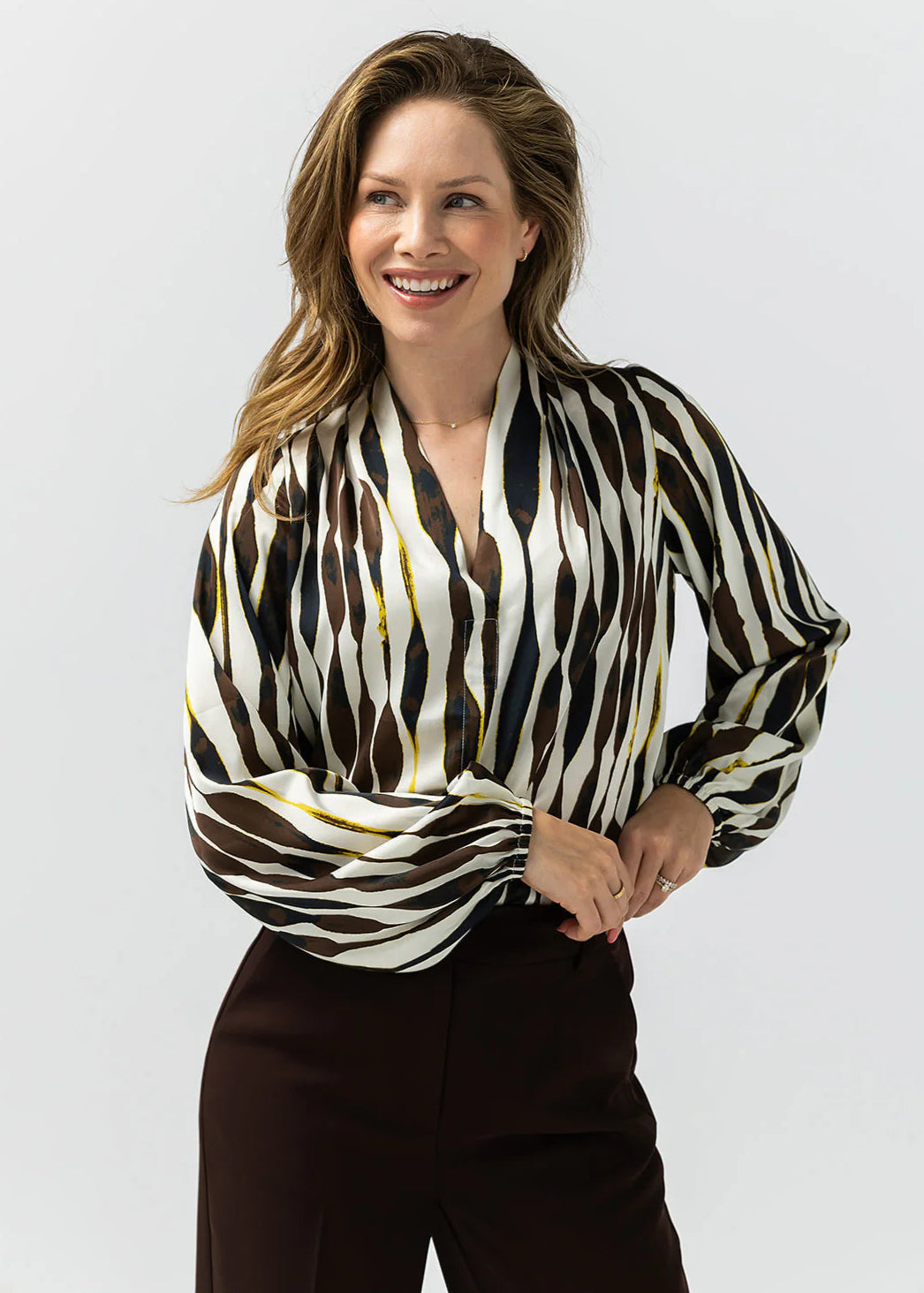 Label Dot Ange Blouse | Bruin multi