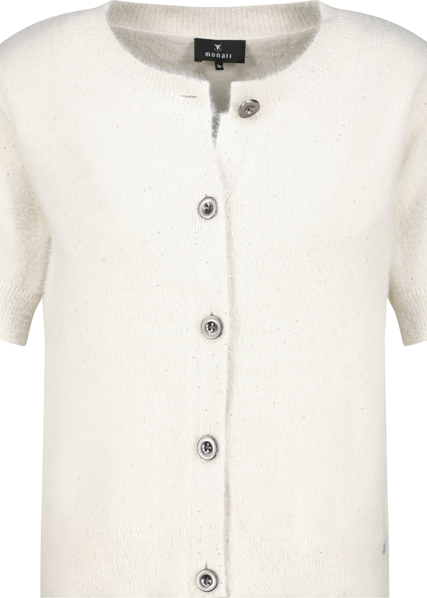 Monari Flauschige Strickjacke mit Pailletten, 1/2 Arm