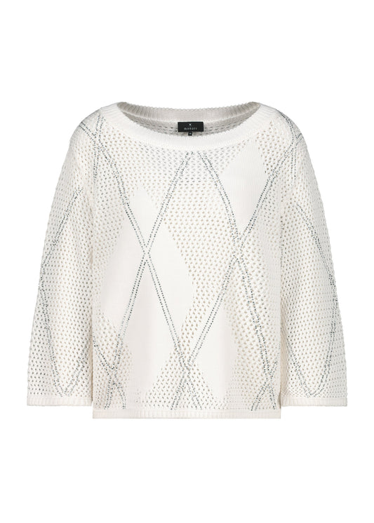 Monari Strickpullover mit Strasssteinen, 3/4 Arm