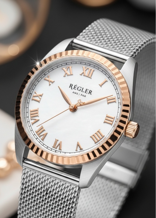 Regler Infinité &nbsp;Mesh Zilver/Rosé Goud-Parelmoer