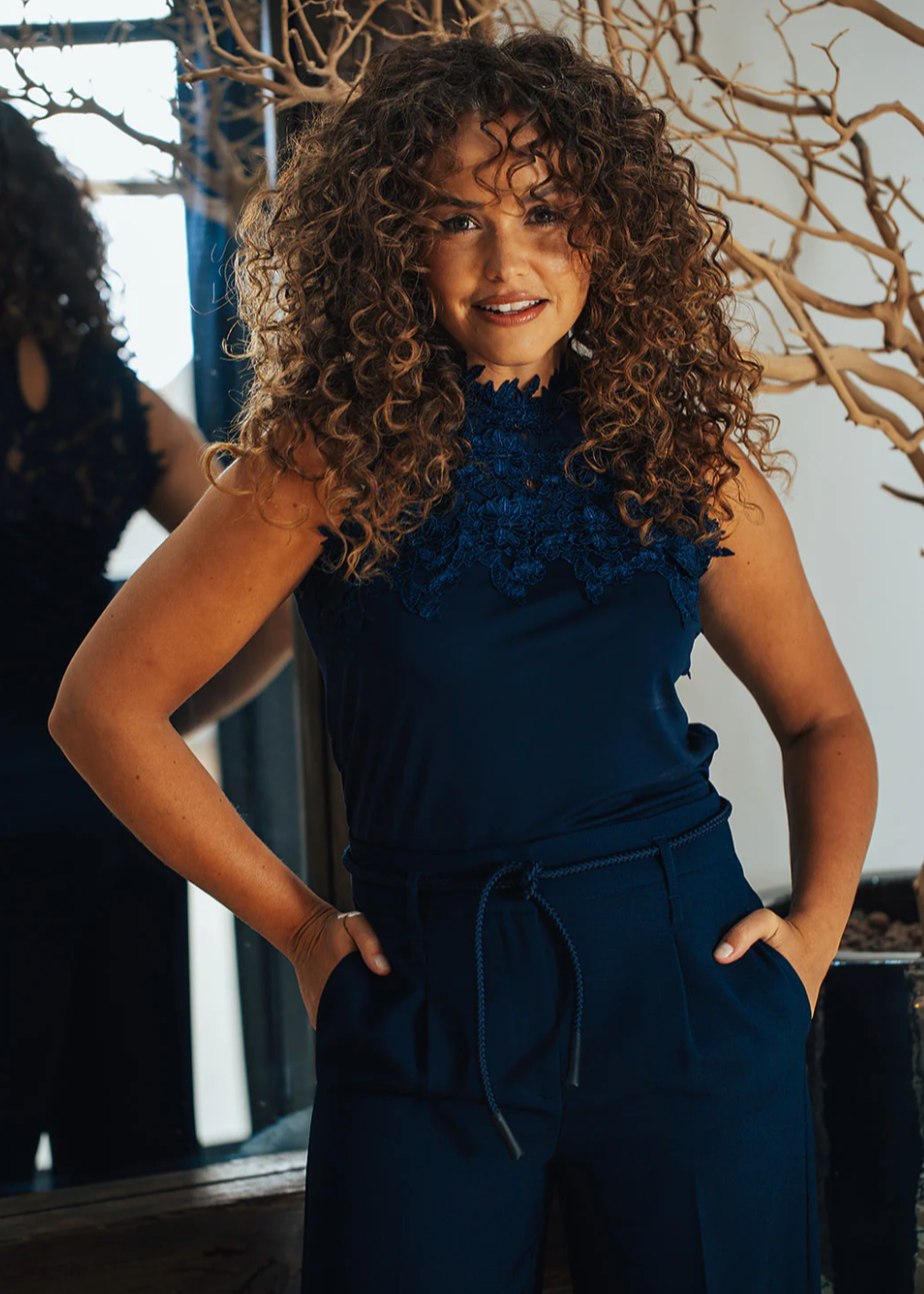 Label Dot Margo Top | Donker blauw