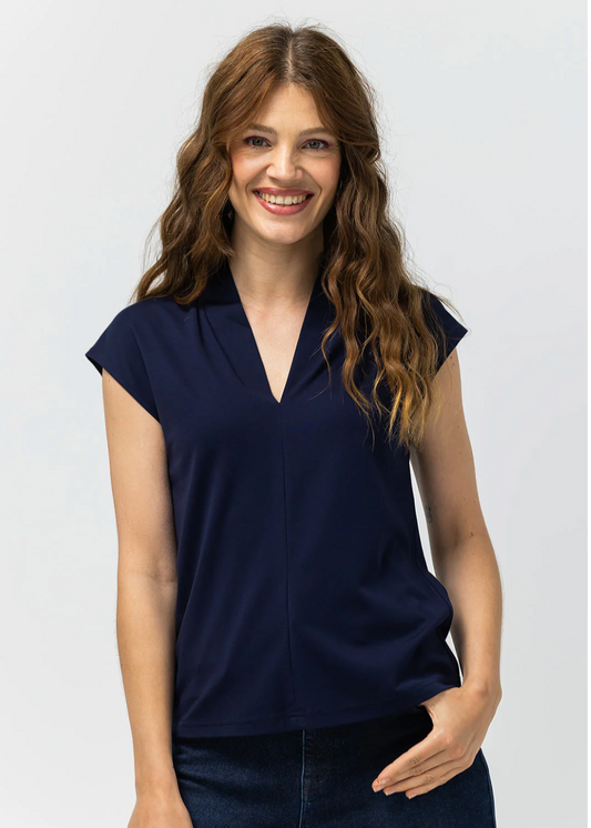 Label Dot Marjolein Top | Donker blauw