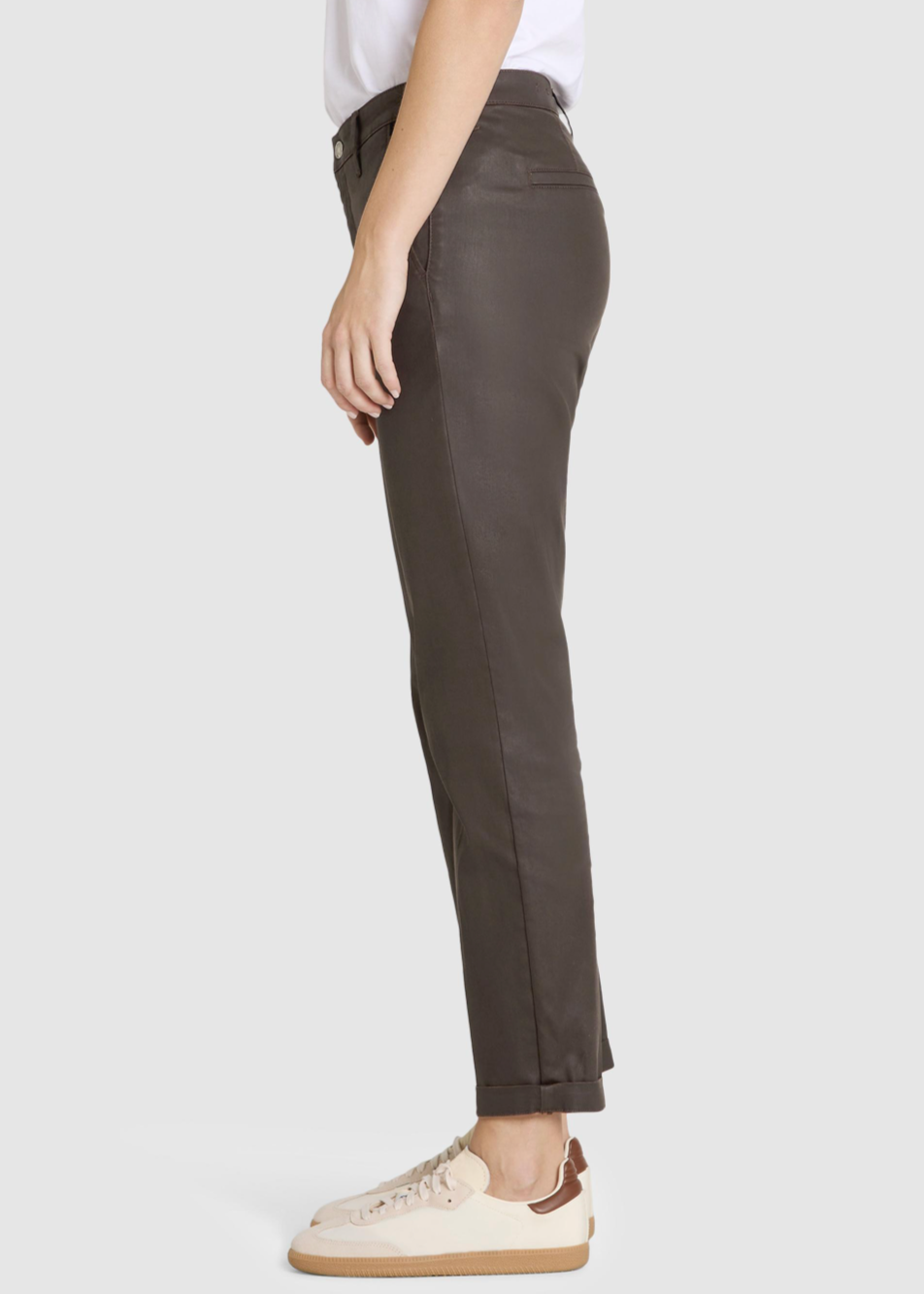 Mac Jeans Chino Turn Up Smalle cotton-lyocell-chino in leerlook truffle brown