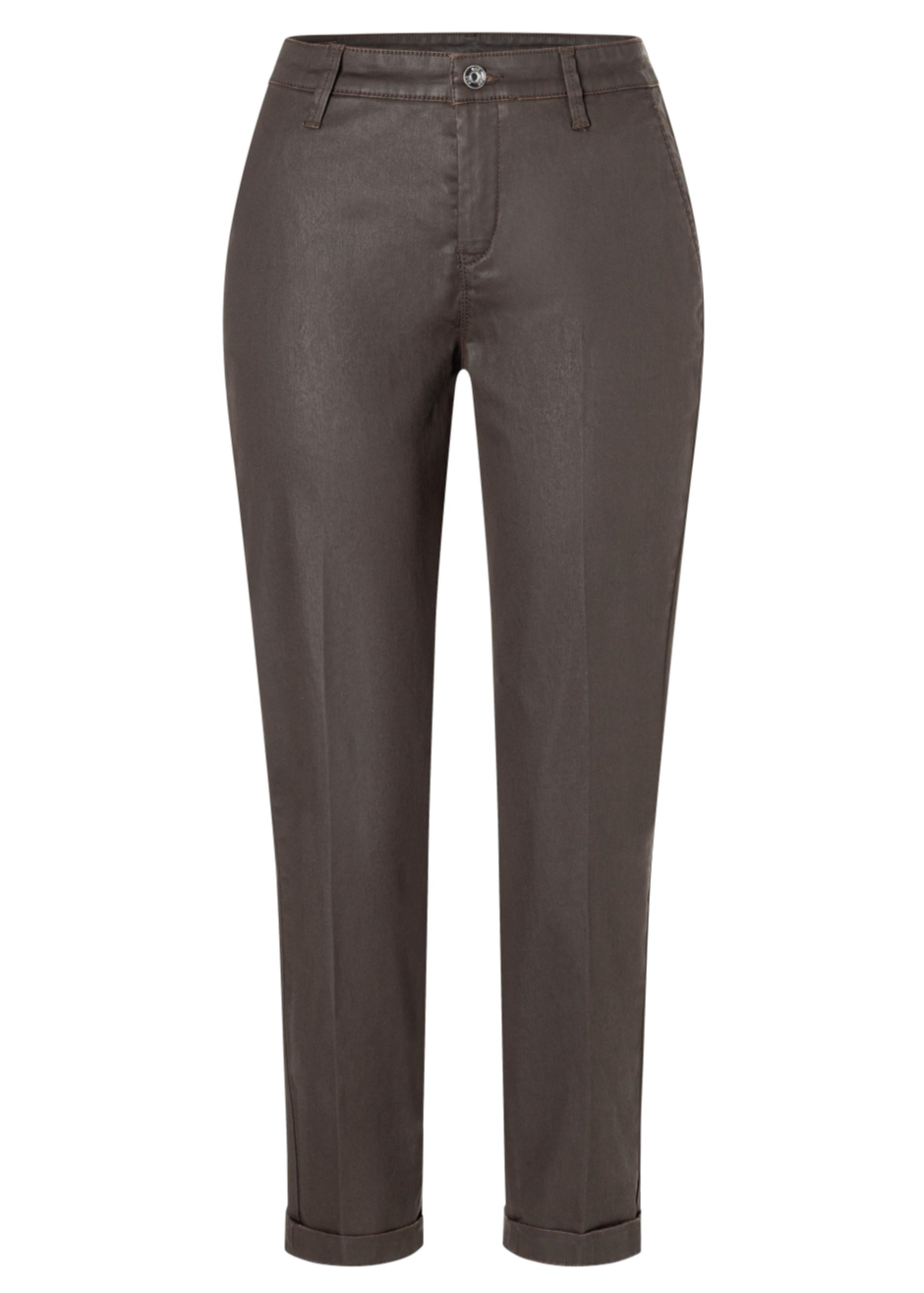 Mac Jeans Chino Turn Up Smalle cotton-lyocell-chino in leerlook truffle brown