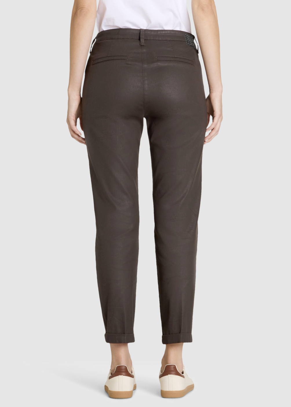 Mac Jeans Chino Turn Up Smalle cotton-lyocell-chino in leerlook truffle brown