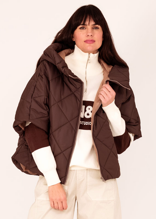 Turquoise bodywarmer bruin korte mouw