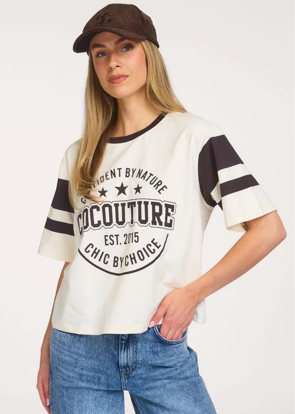 Co'Couture Confident, katoenmix T-shirt met logo