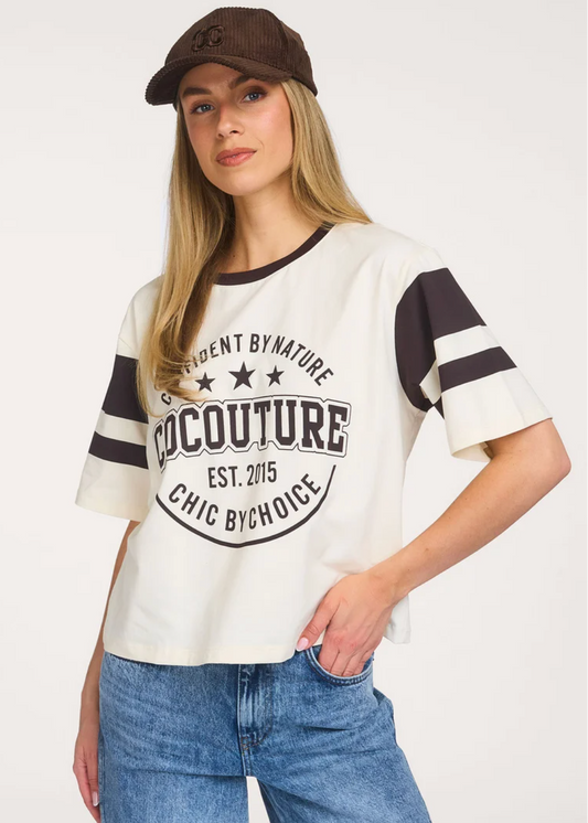 Co'Couture Confident, katoenmix T-shirt met logo