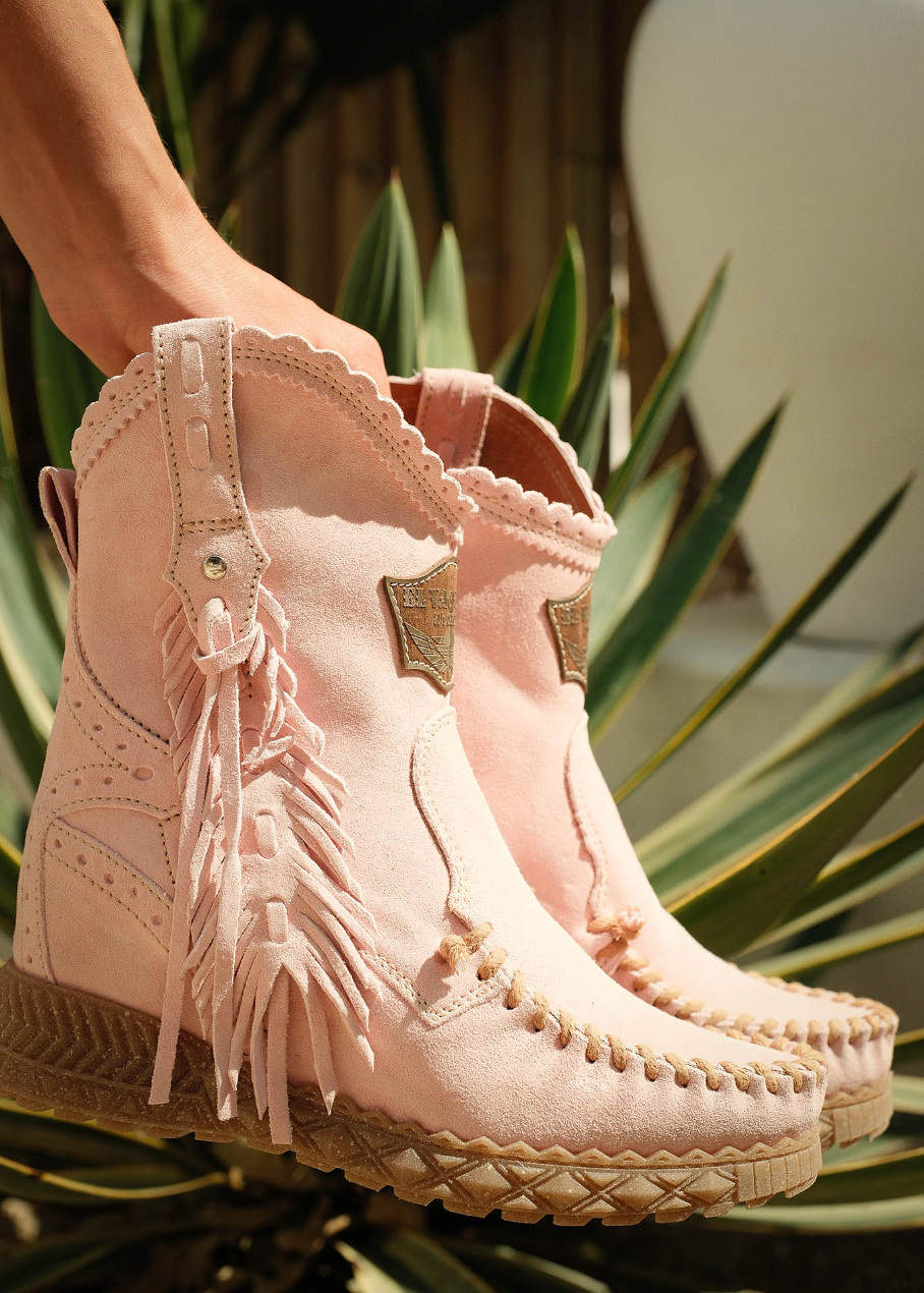 El Vaquero Stivale Indianino Con Zeppa Dinah Silverstone Rosa Wedge Mocassin Boots