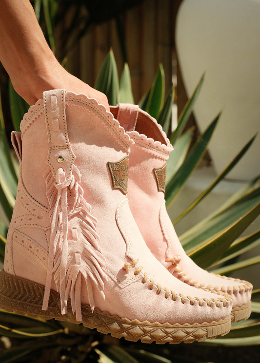 El Vaquero Stivale Indianino Con Zeppa Dinah Silverstone Rosa Wedge Mocassin Boots