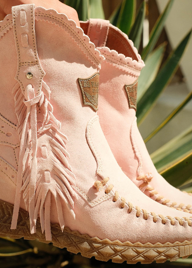 El Vaquero Stivale Indianino Con Zeppa Dinah Silverstone Rosa Wedge Mocassin Boots