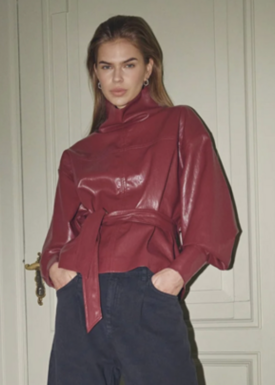 Co'couture 500322 GittCC Funnel Neck Blouse Berry red