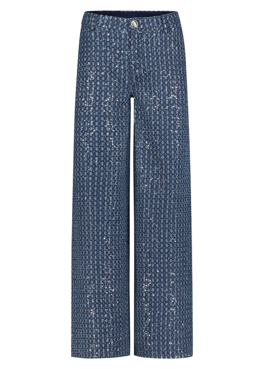 Tramontana 5-pockets sequin denim trouwsers