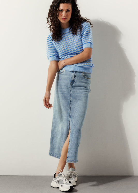 Tramontana Braided-Detailed Denim Skirt