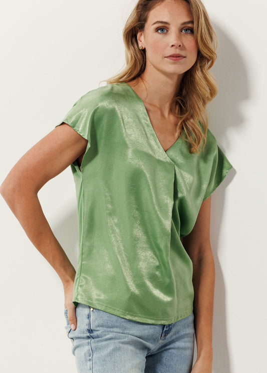 Tramontana Crinkled Satin Top