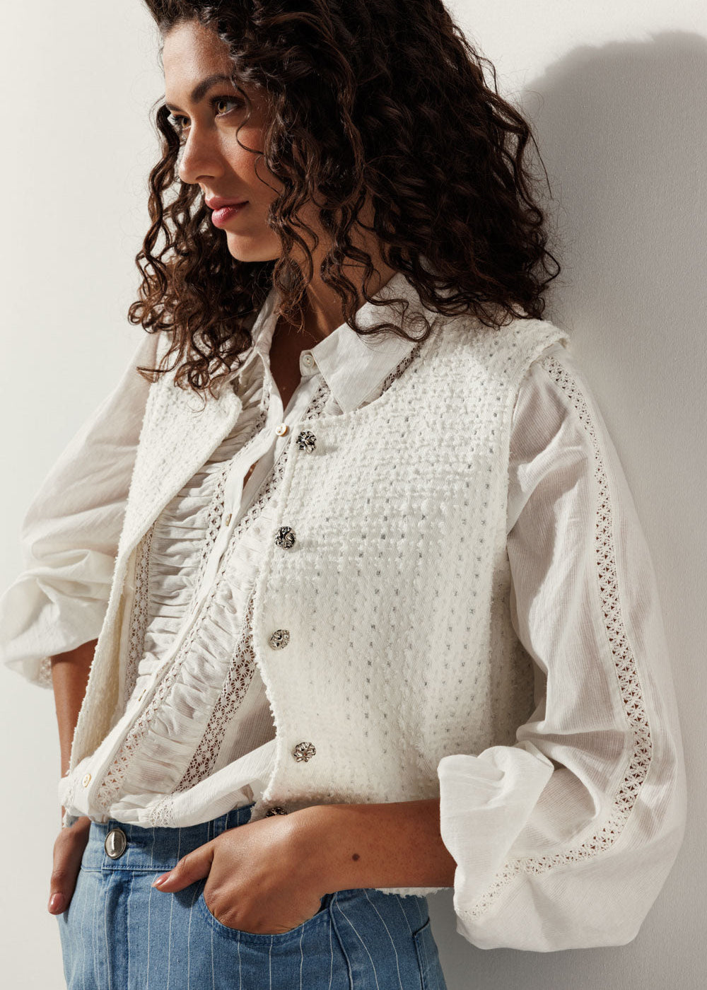Tramontana lurex denim vest