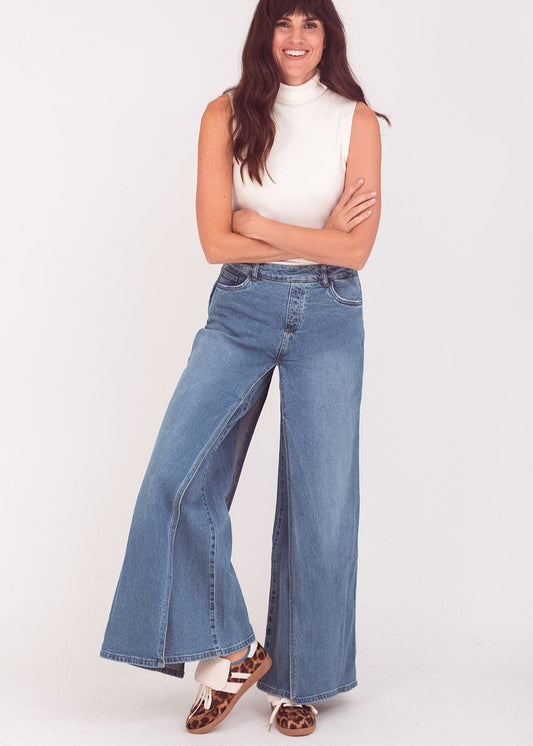 Turquoise jeans wide leg