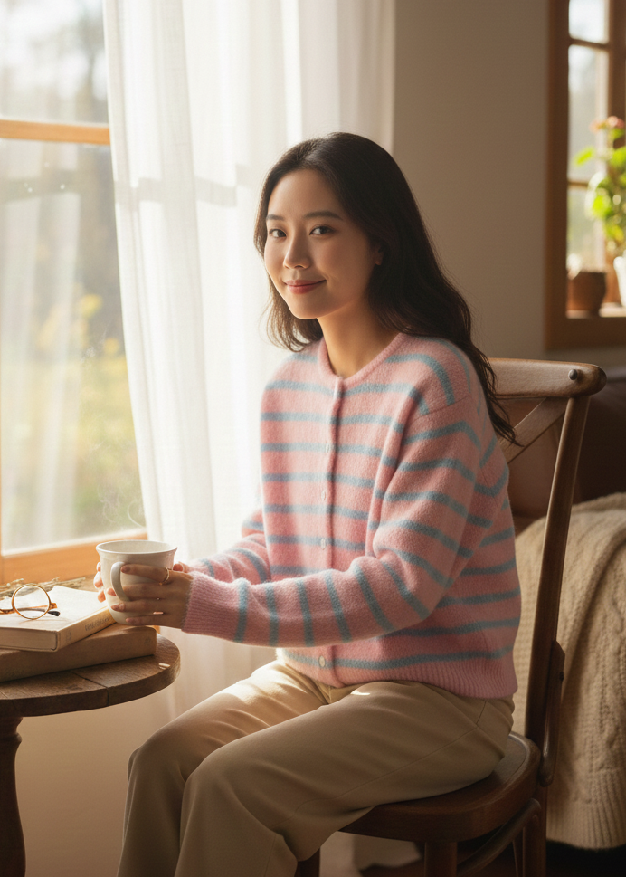 Turquoise vest streep