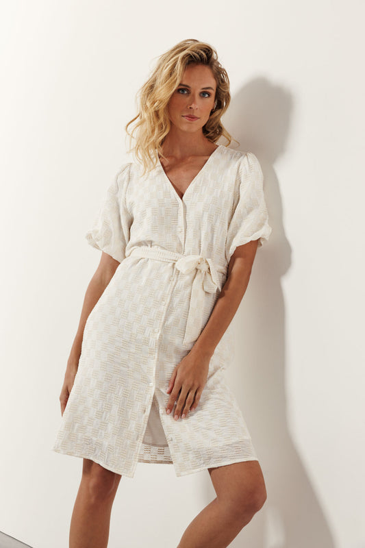 Tramontana  Checked Embroidery Dress