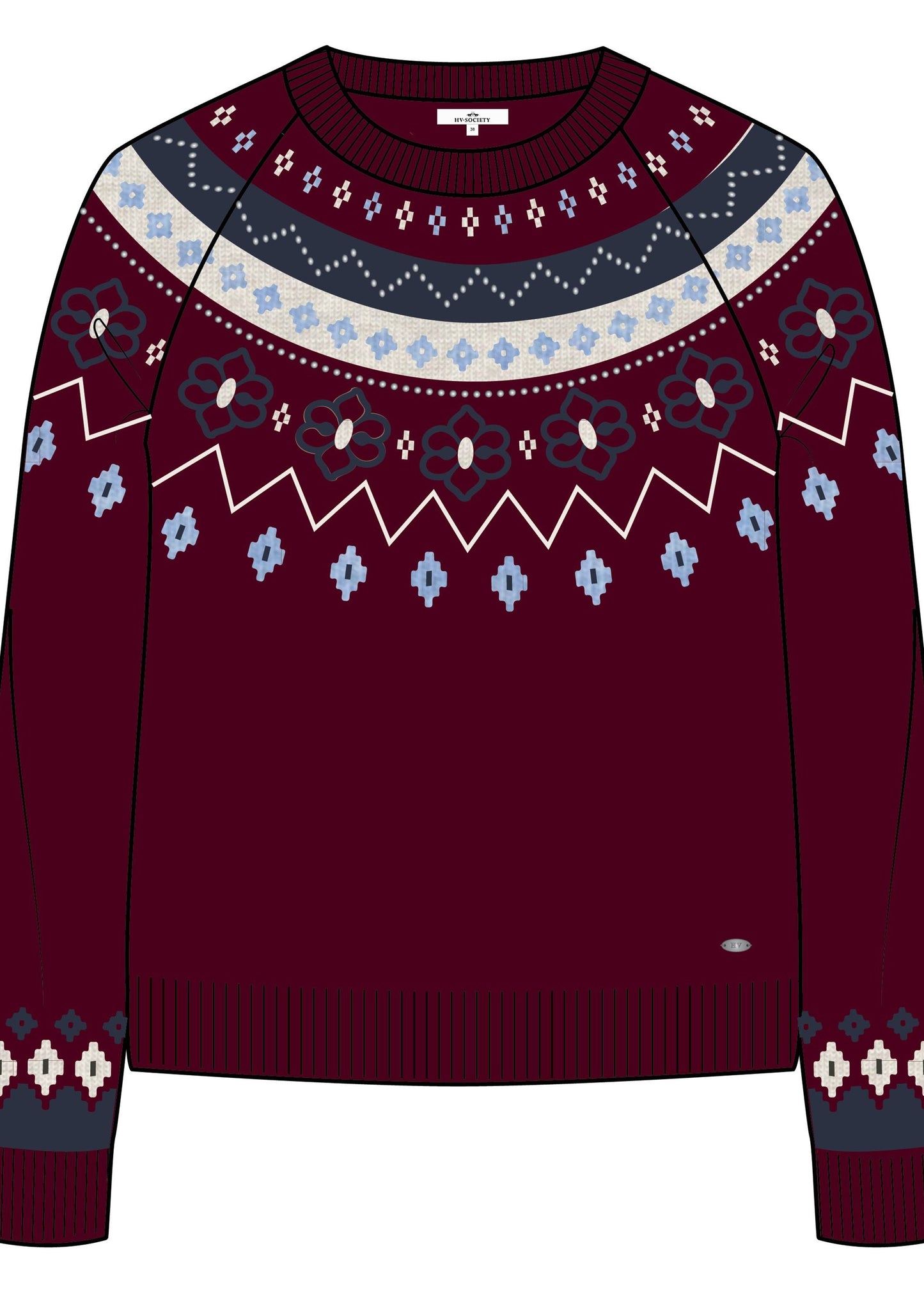 HV Society Pullover HVSNora light blue, kit en Burgundy