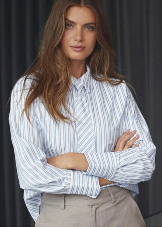 Co'Couture DevinCC Stripe Tie Shirt Blue