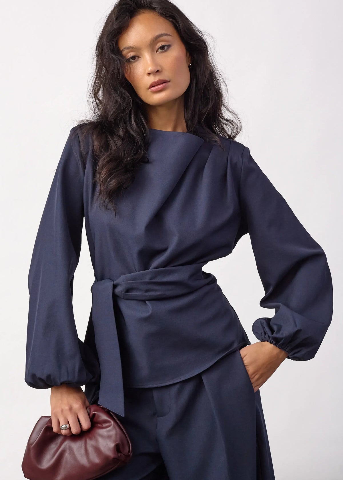 Co' Couture LunaCC Tie Blouse - Navy