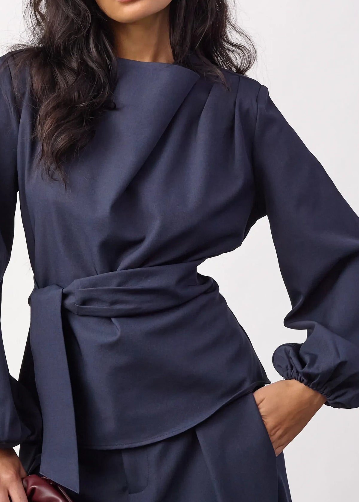 Co' Couture LunaCC Tie Blouse - Navy