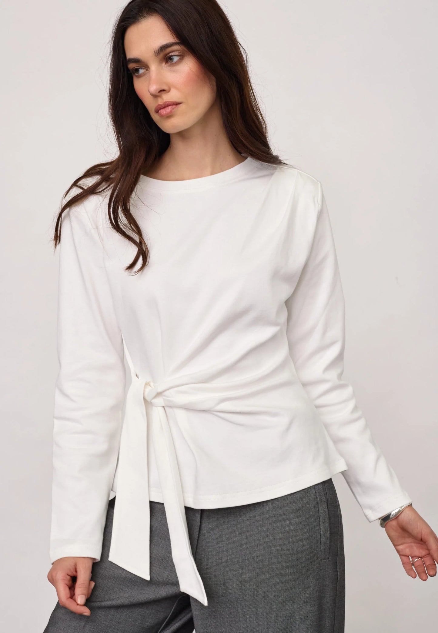 Co'couture Orianecc Ls Pleat Tie Tee White