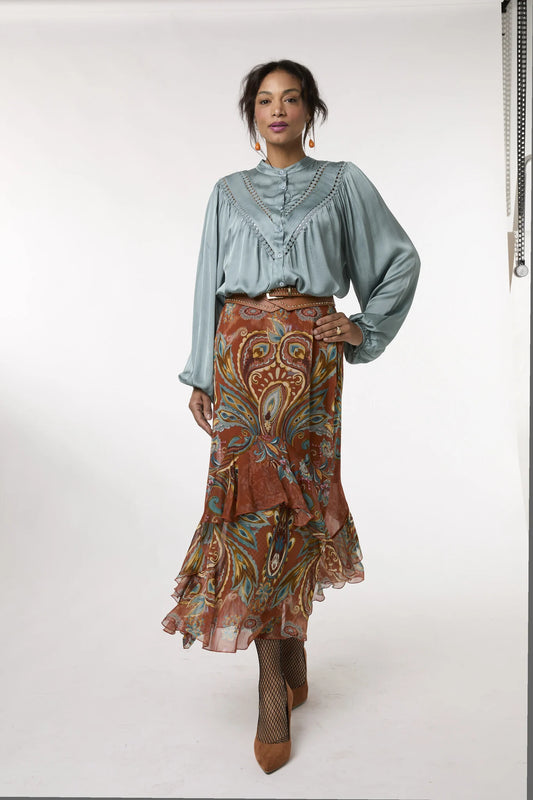 Tessa Koops SUZE BLUE SATIN TOP
