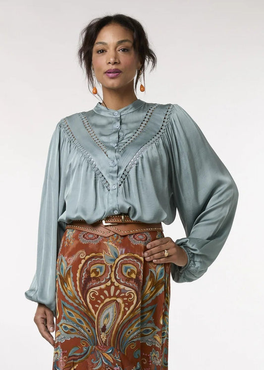 Tessa Koops SUZE BLUE SATIN TOP