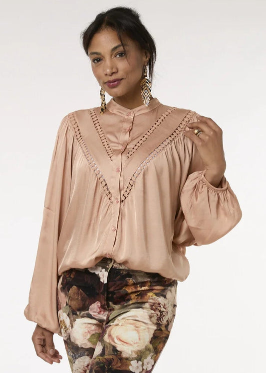 Tessa koops SUZE BLUSH SATIN TOP