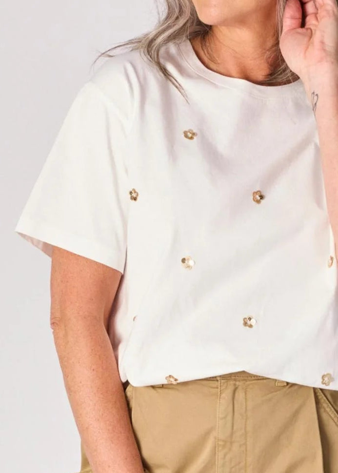 Lalotti T-shirt met pailletten - Sand