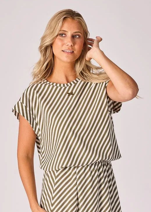 Lalotti T-shirt met streepjesmotief - Green stripe