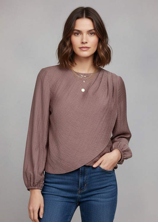 Co'Couture ConnyCC Drape Blouse Old Rose