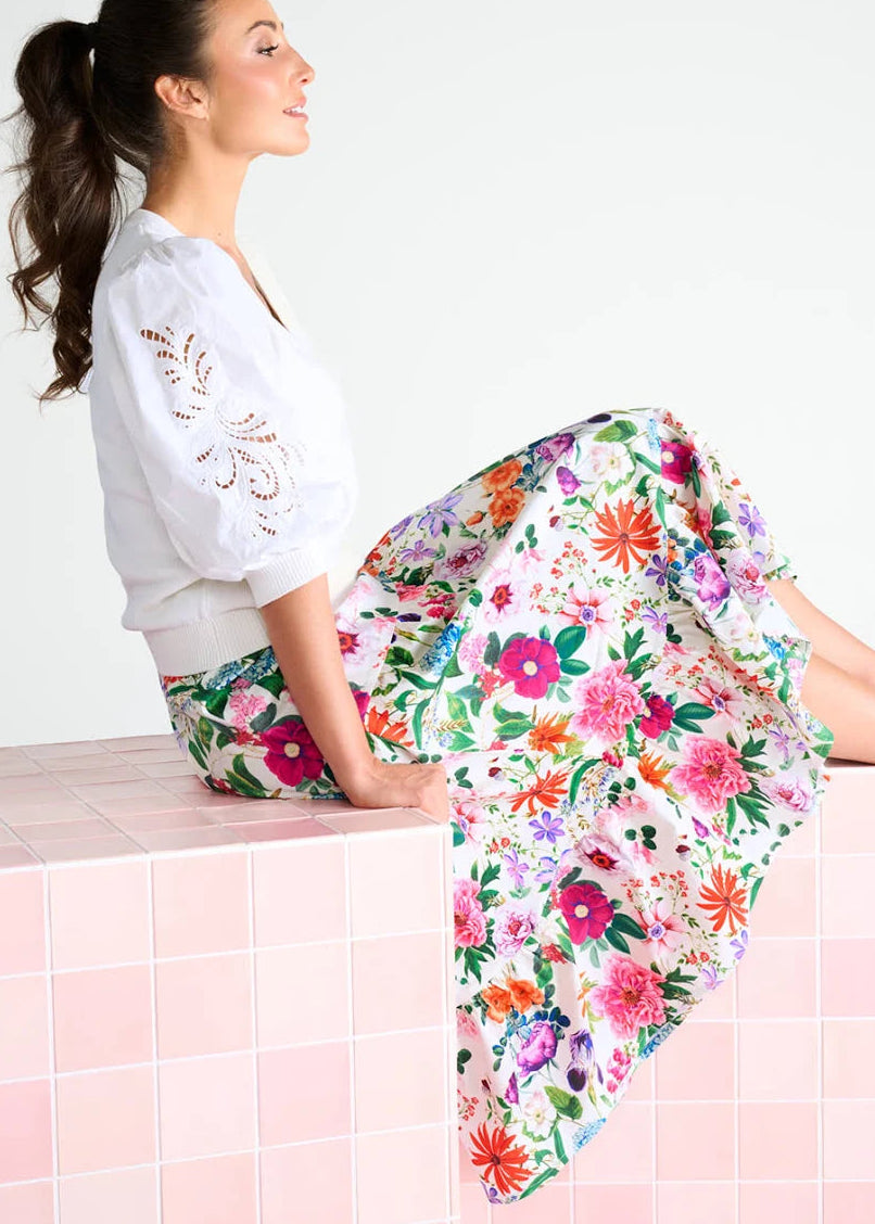 K-design Rok met bloemenprint en volants (C362L)
