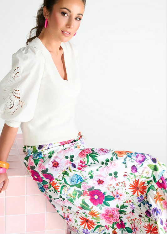 K-design Rok met bloemenprint en volants (C362L)